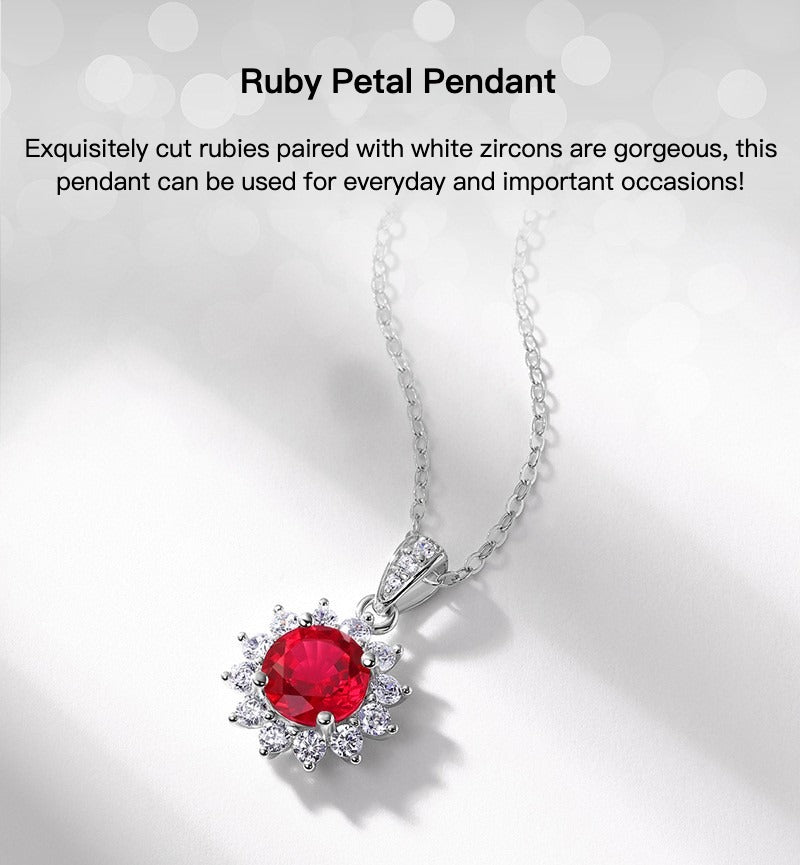 Zen Healing Lab-Created Ruby 925 Silver Sunflower Necklace