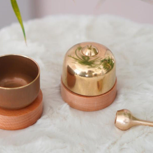 Zen Healing Mini Brass Singing Bowl with Incense Holder & Striker Meditation Yoga Set