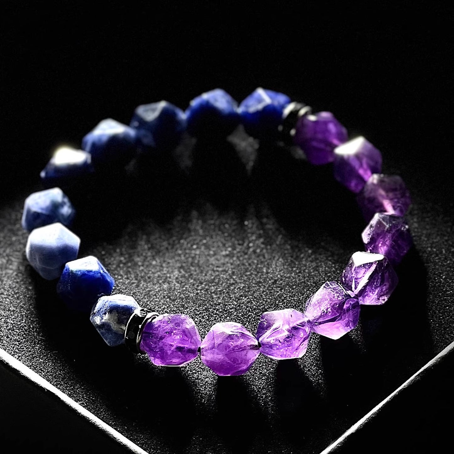 Zen Healing Natural Amethyst Lapis Lazuli Guardian Bracelet