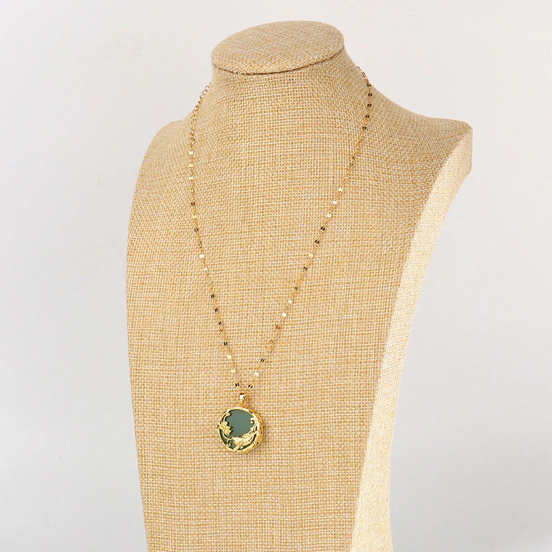 Zen Healing Natural Jade Koi Fish Lotus Luck Necklace Pendant
