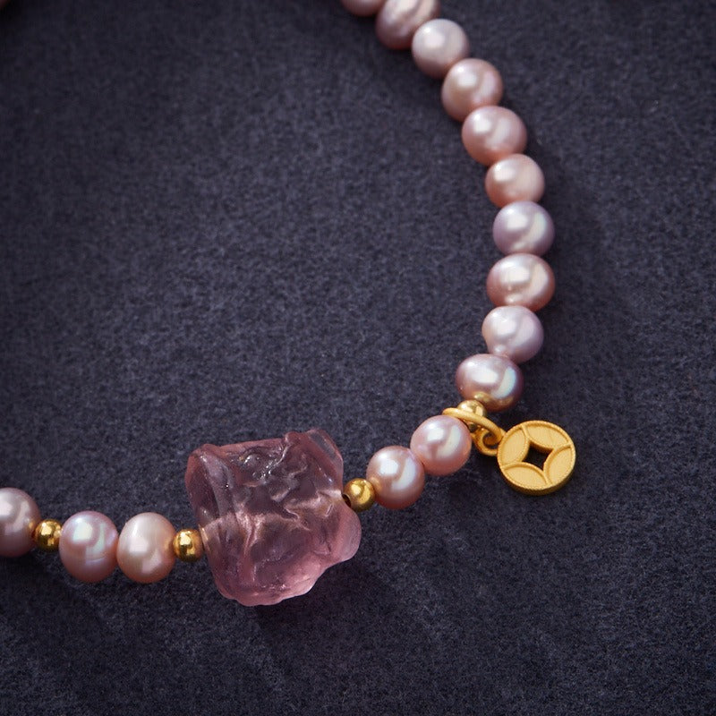 Zen Healing Natural Pearl Fluorite Lion Lucky Charm Bracelet