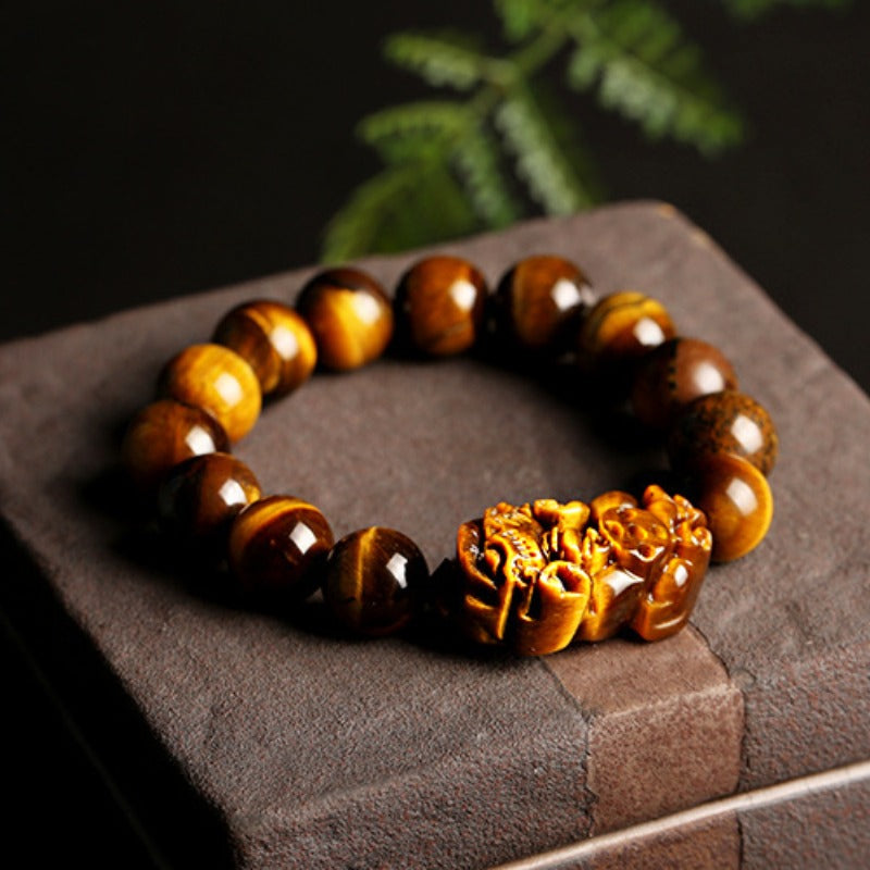 Zen Healing Natural Tiger Eye PiXiu Wealth Protection Bracelet