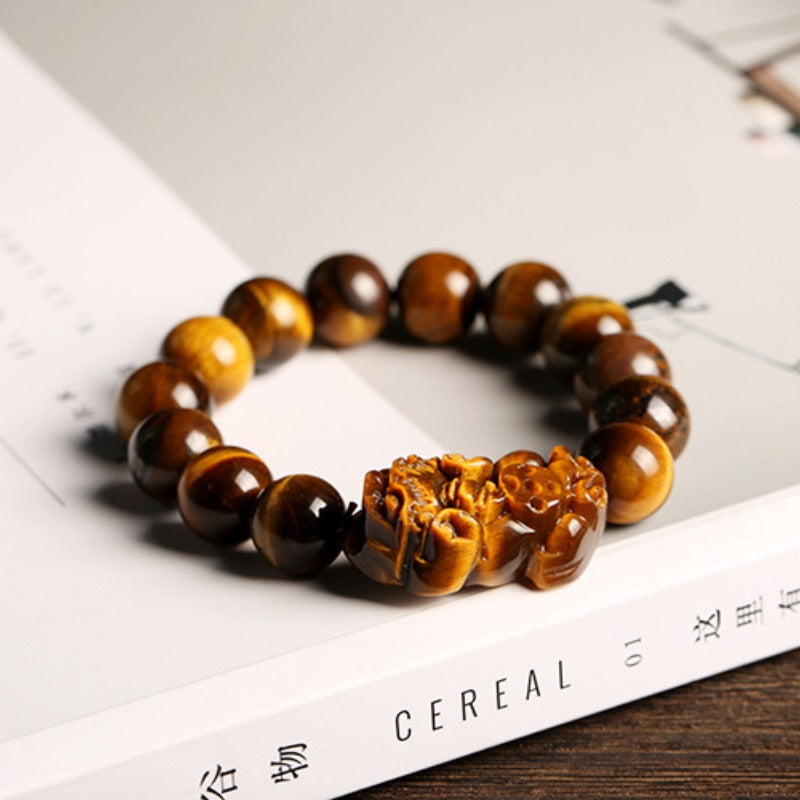 Zen Healing Natural Tiger Eye PiXiu Wealth Protection Bracelet