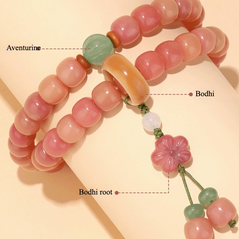 Zen Healing Peach Blossom Bodhi Wisdom Bracelet