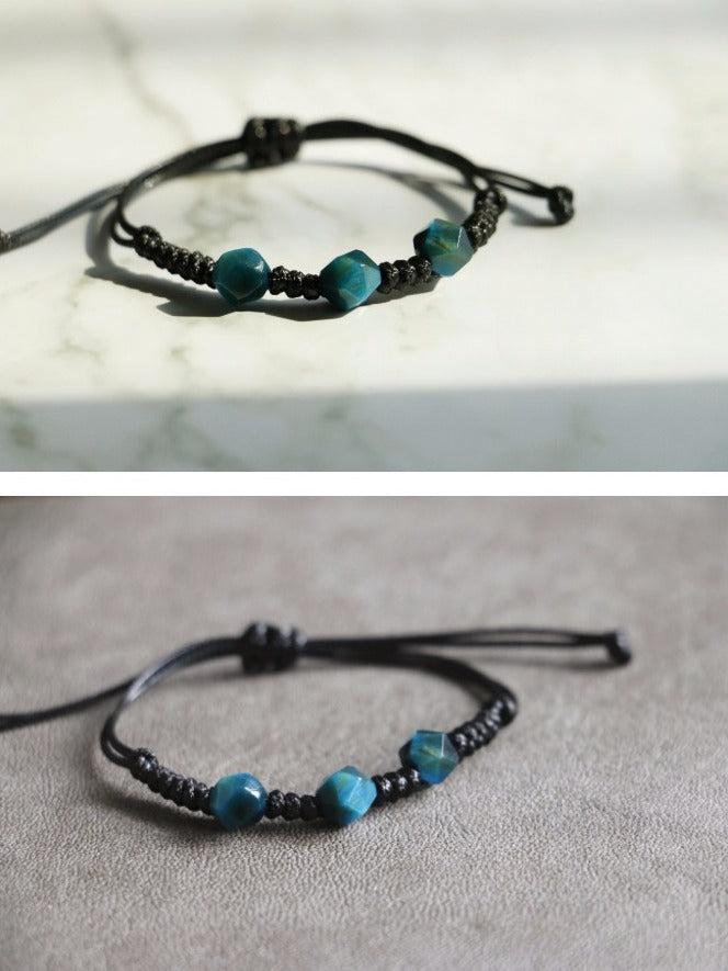 Zen Healing Roasted Tiger Eye Stone Braid Courage Bracelet