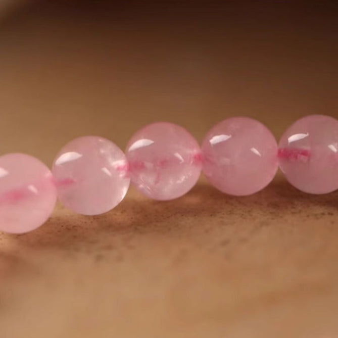 Zen Healing Rose Quartz Jade Peach Blossom Love Bracelet