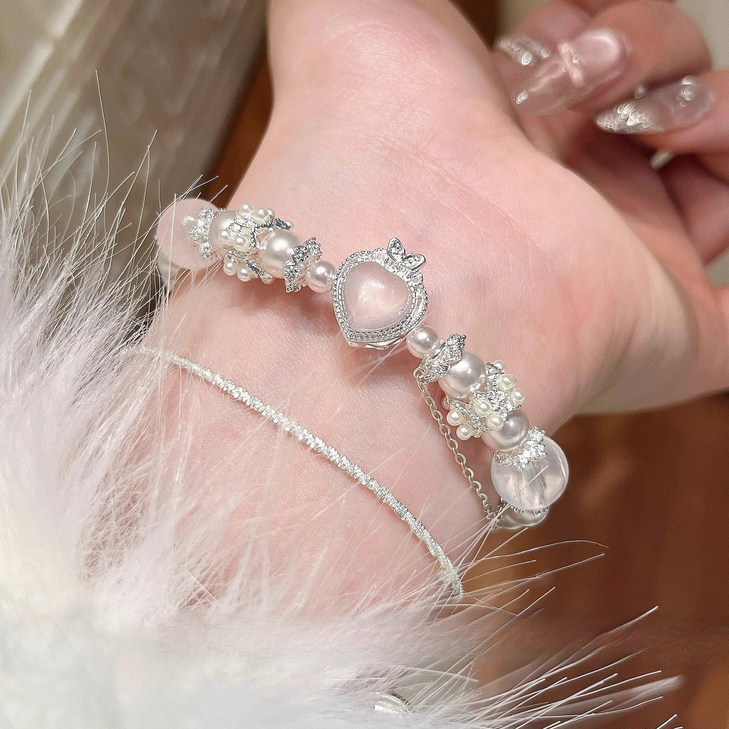 Zen Healing Rose Quartz Pearl Love Bracelet
