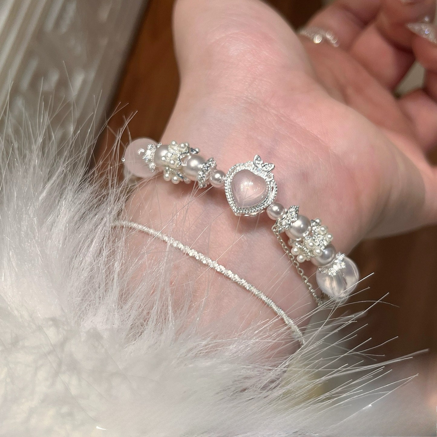 Zen Healing Rose Quartz Pearl Love Bracelet
