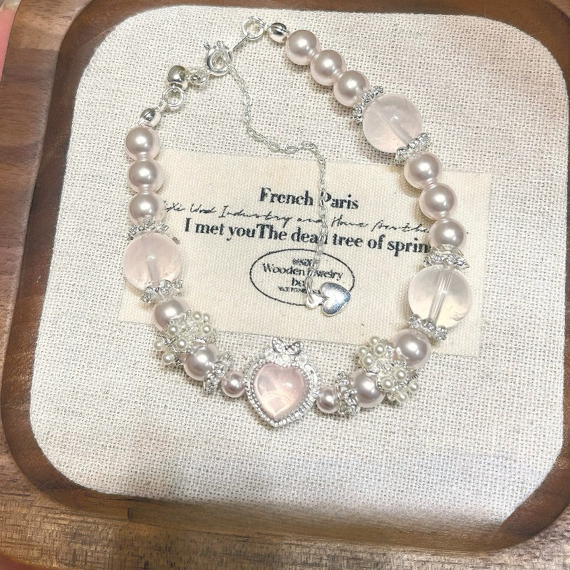 Zen Healing Rose Quartz Pearl Love Bracelet