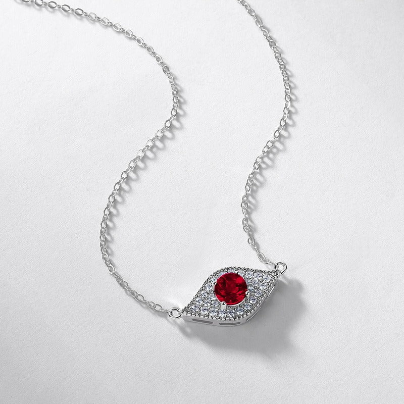 Zen Healing S925 Silver Lab-Created Emerald Devil's Eye Necklace