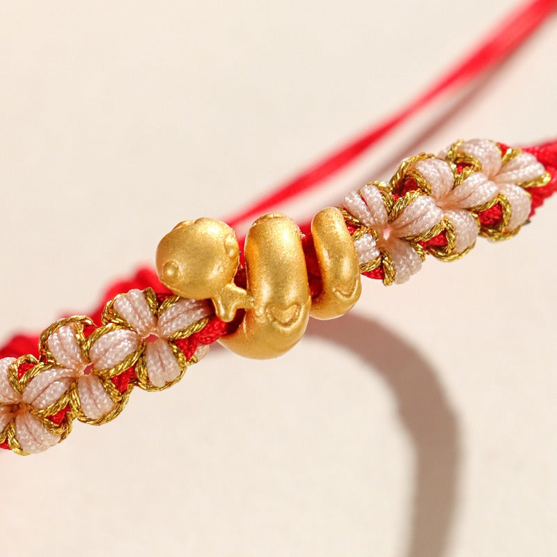 Zen Healing Snake Zodiac 999 Silver Luck Red String Bracelet
