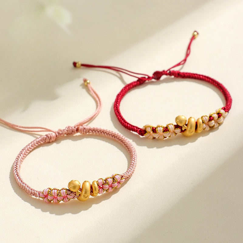 Zen Healing Snake Zodiac 999 Silver Luck Red String Bracelet