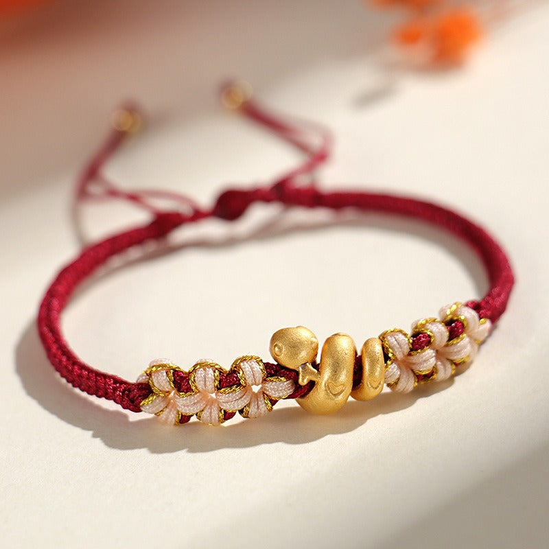 Zen Healing Snake Zodiac 999 Silver Luck Red String Bracelet