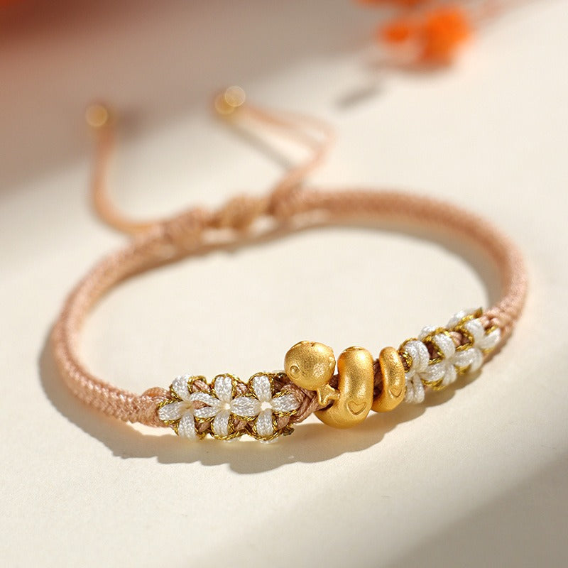 Zen Healing Snake Zodiac 999 Silver Luck Red String Bracelet
