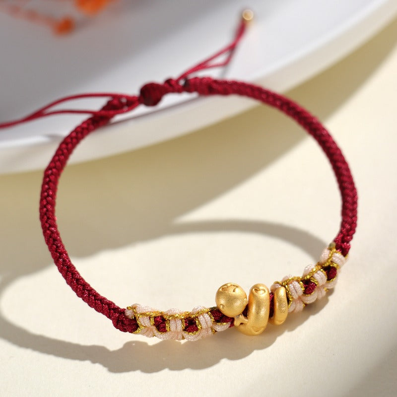 Zen Healing Snake Zodiac 999 Silver Luck Red String Bracelet