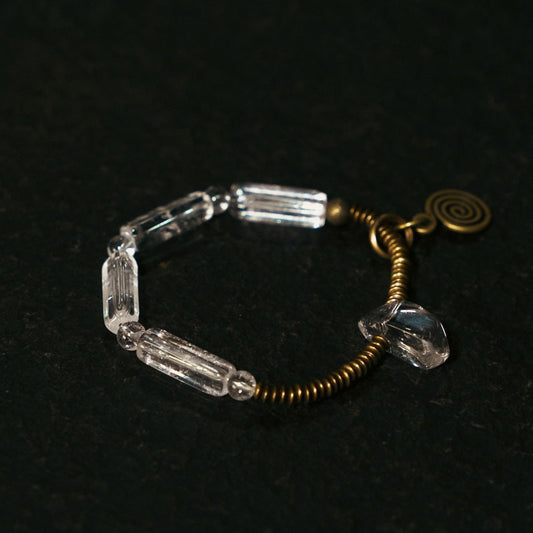 Zen Healing Square Clear Quartz Brass Copper Calm Bracelet