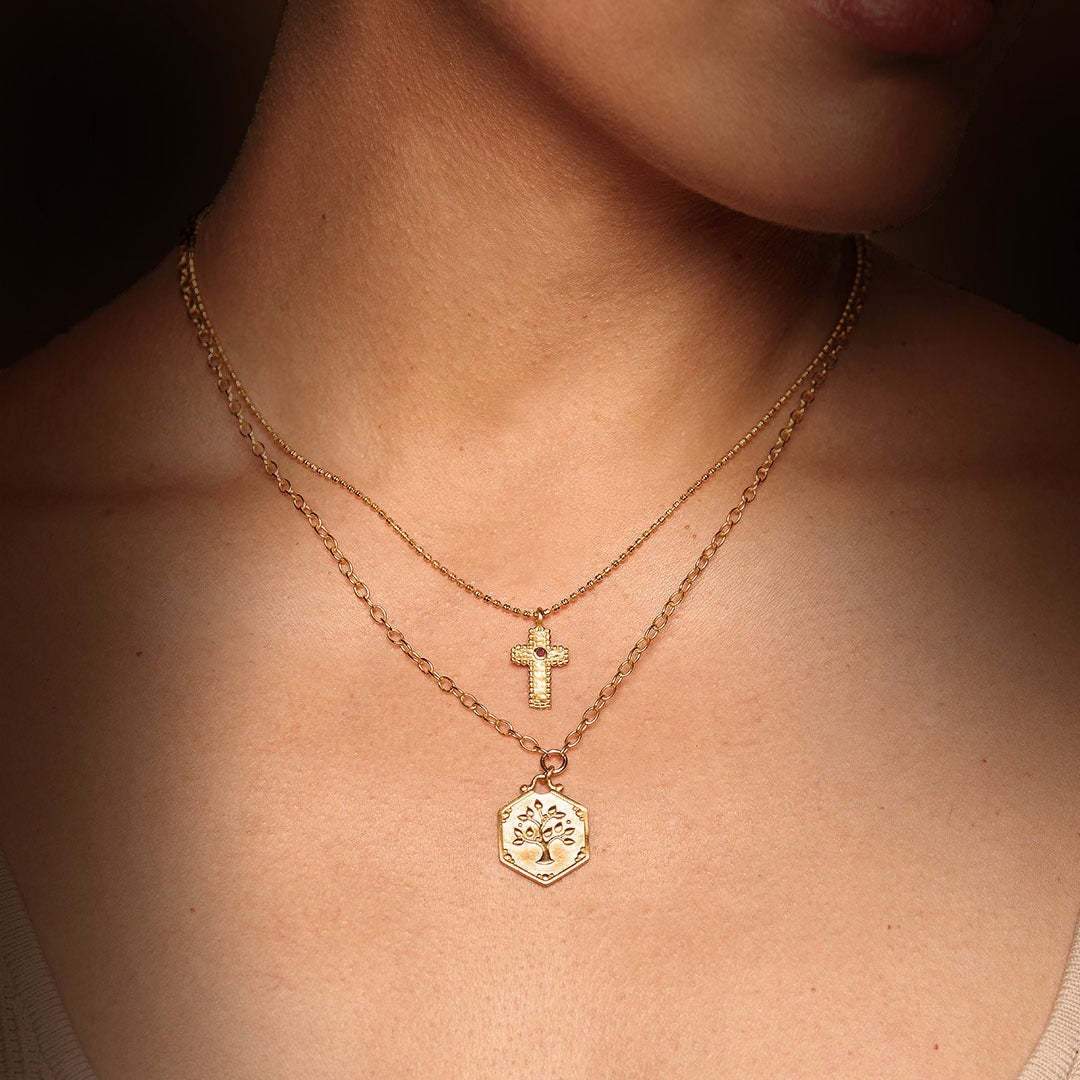 Zen Healing Stainless Steel 18K Gold Plated Cross Hassam Necklace