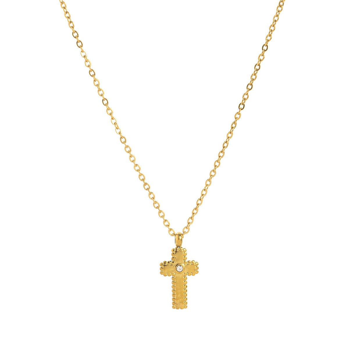 Zen Healing Stainless Steel 18K Gold Plated Cross Hassam Necklace