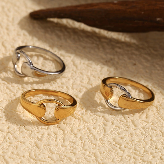 Zen Healing Stainless Steel 18K Gold Plated Stretching Poses Shape Ring