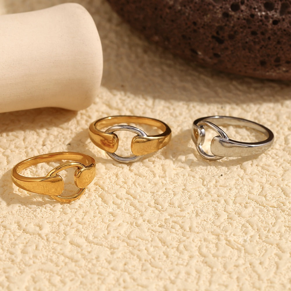 Zen Healing Stainless Steel 18K Gold Plated Stretching Poses Shape Ring