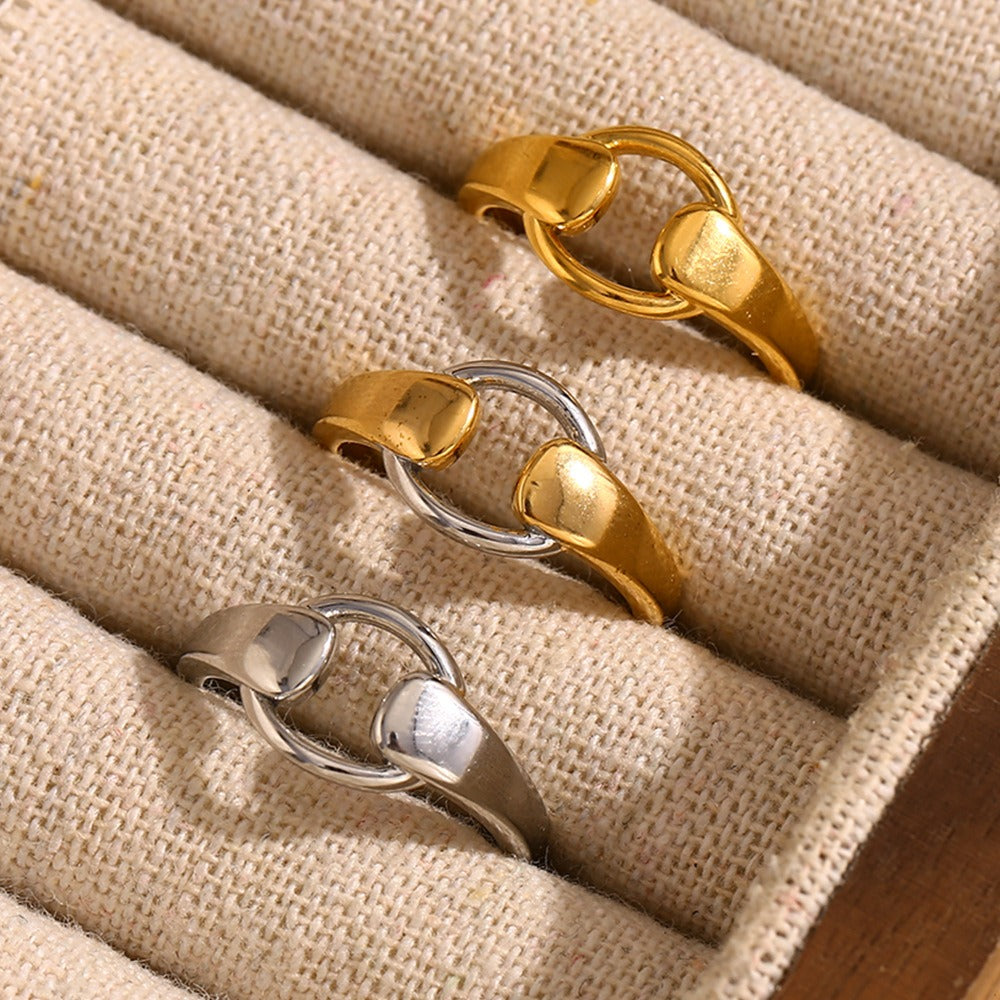 Zen Healing Stainless Steel 18K Gold Plated Stretching Poses Shape Ring