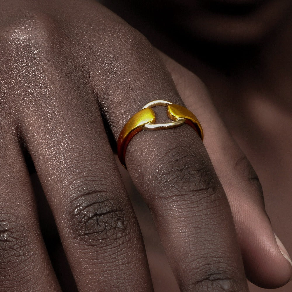 Zen Healing Stainless Steel 18K Gold Plated Stretching Poses Shape Ring