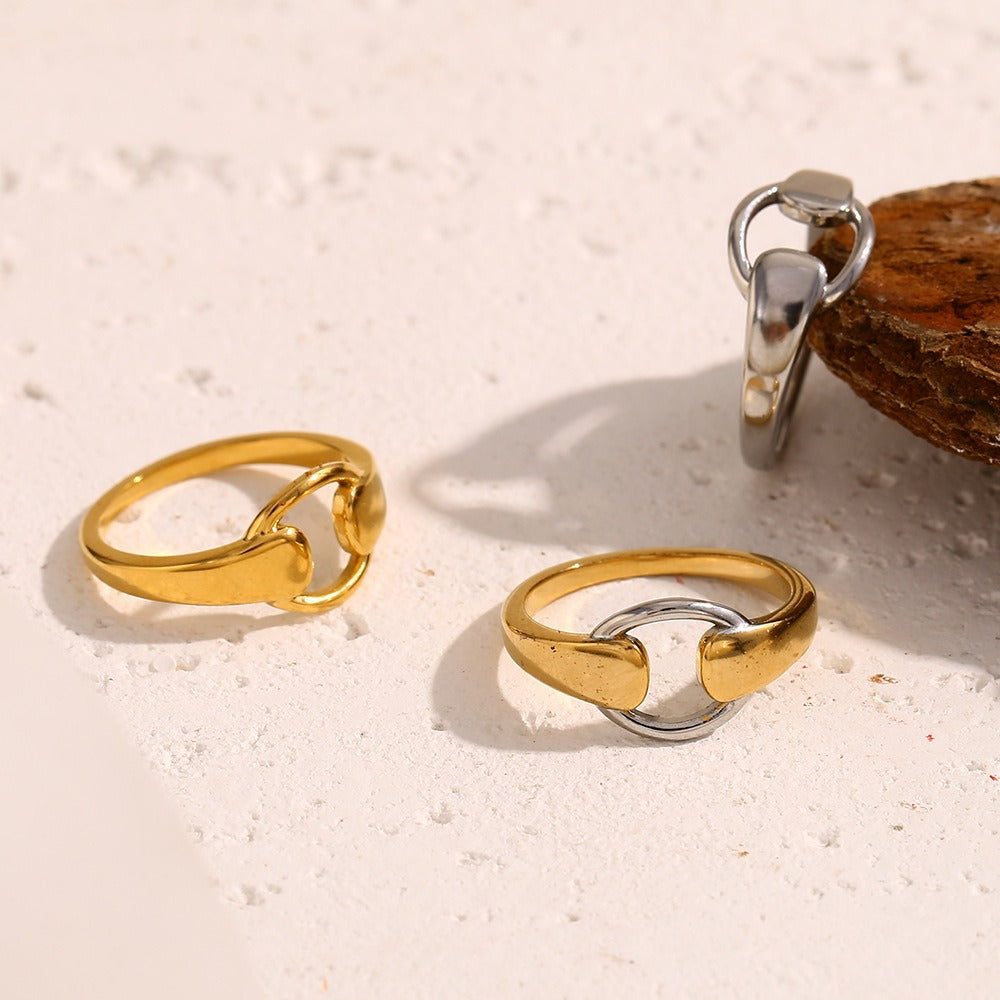 Zen Healing Stainless Steel 18K Gold Plated Stretching Poses Shape Ring