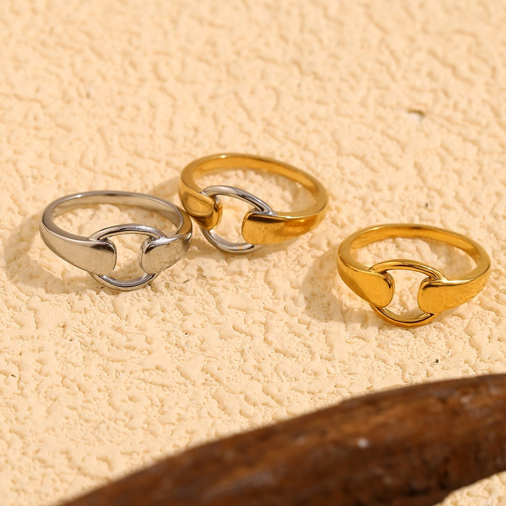 Zen Healing Stainless Steel 18K Gold Plated Stretching Poses Shape Ring