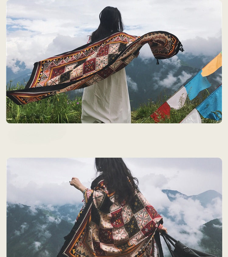 Zen Healing Tibetan Shawl Warm Travel Scarf