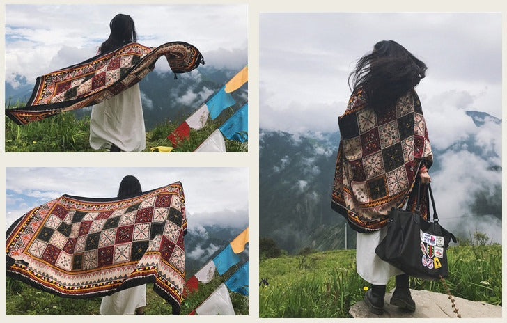 Zen Healing Tibetan Shawl Warm Travel Scarf