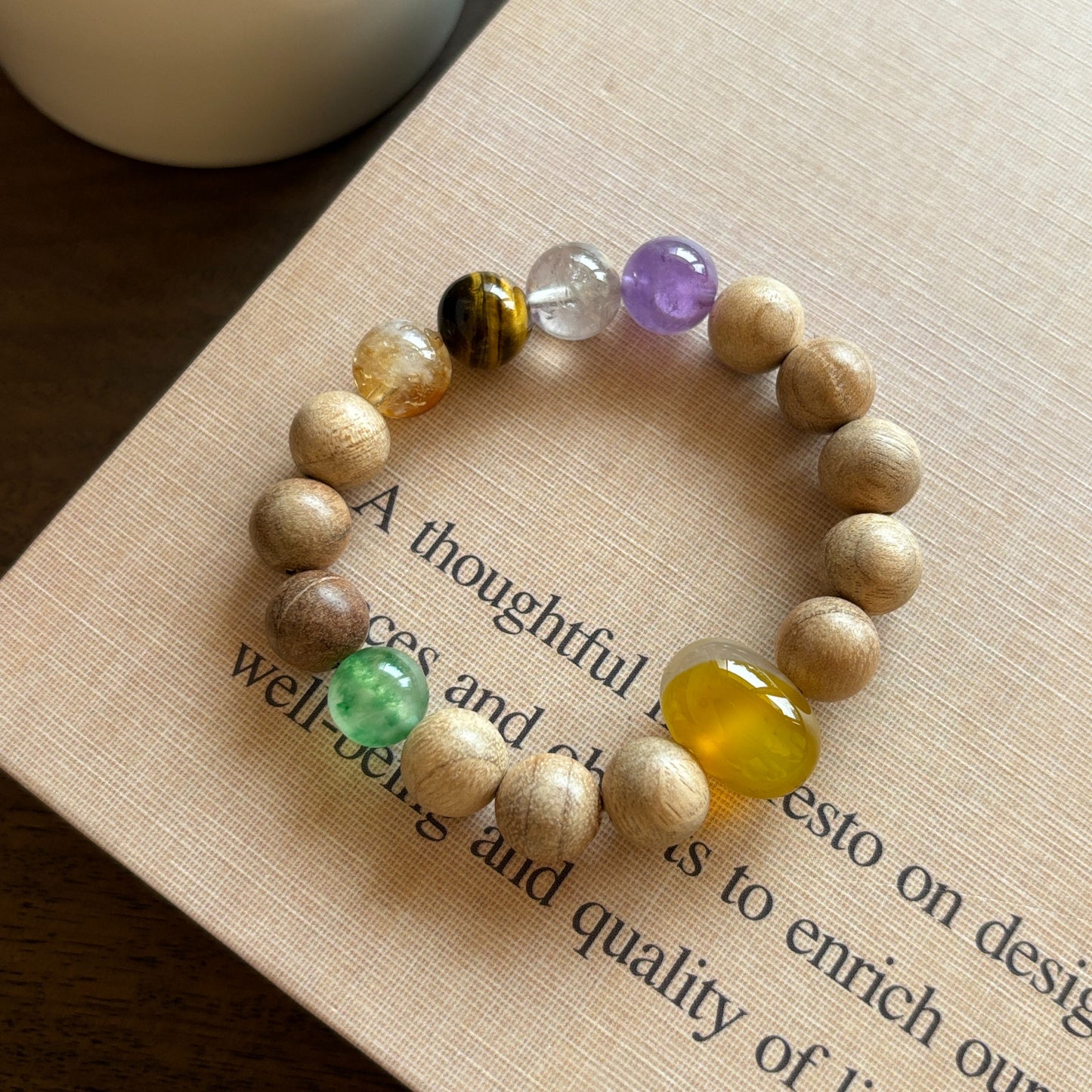 Zen Healing Tiger Eye Camphor Wood Beads Calm Feng Shui Bracelet