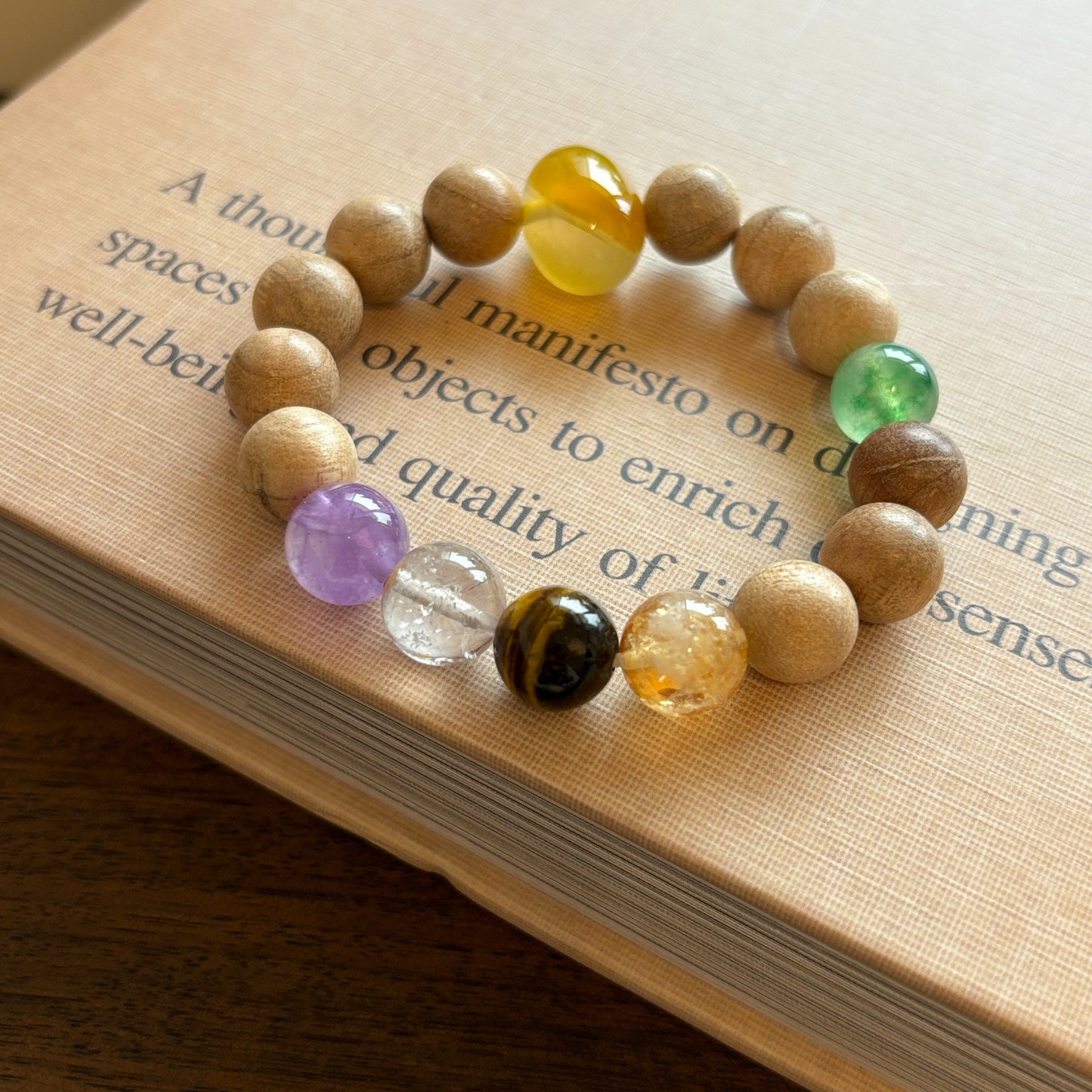 Zen Healing Tiger Eye Camphor Wood Beads Calm Feng Shui Bracelet