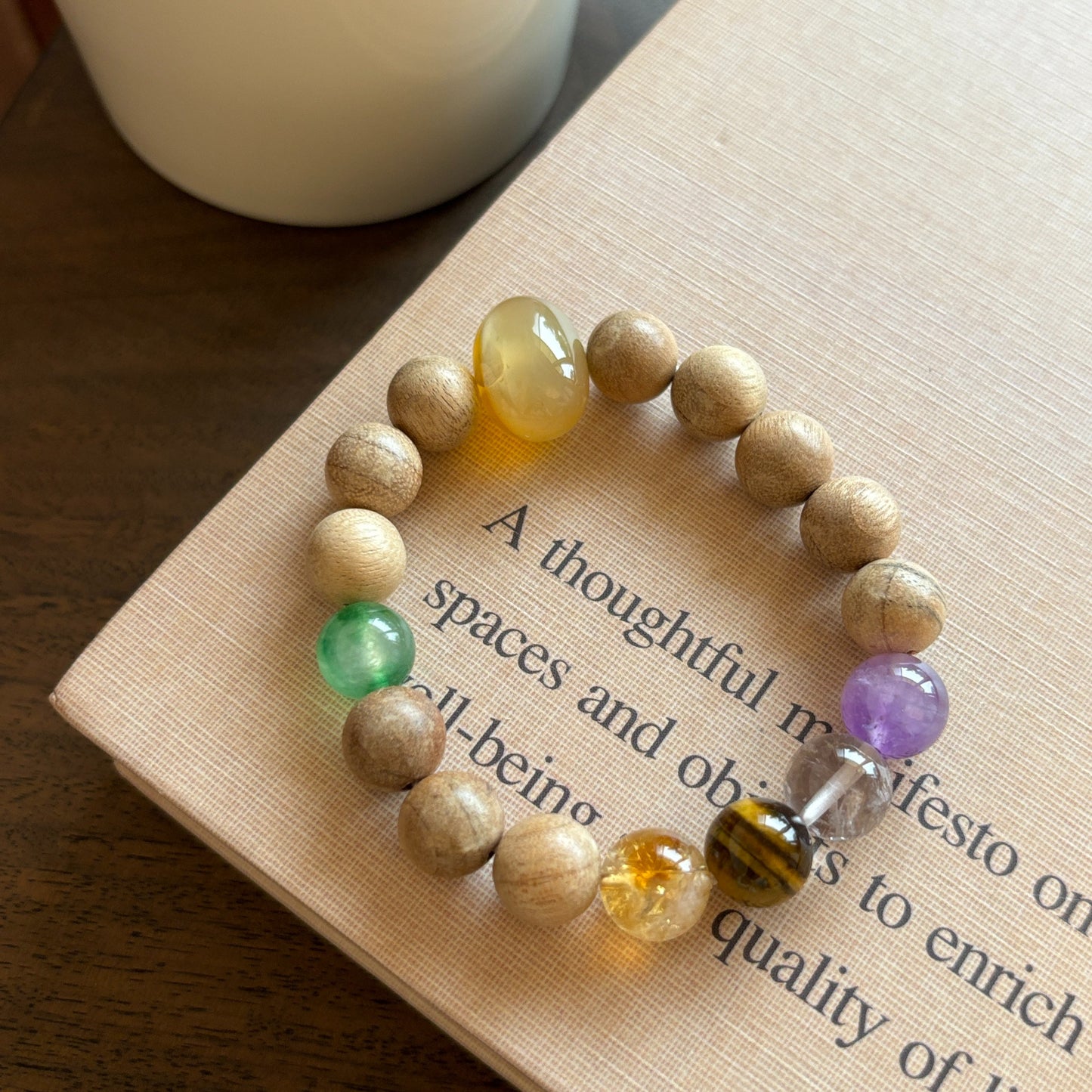 Zen Healing Tiger Eye Camphor Wood Beads Calm Feng Shui Bracelet