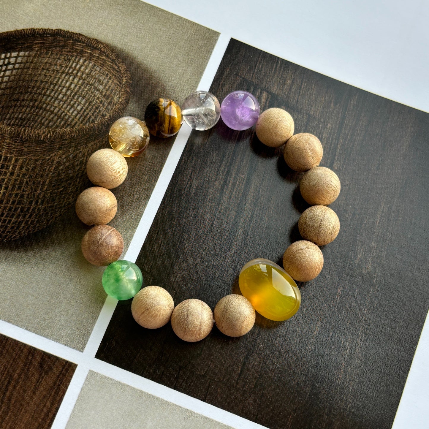 Zen Healing Tiger Eye Camphor Wood Beads Calm Feng Shui Bracelet