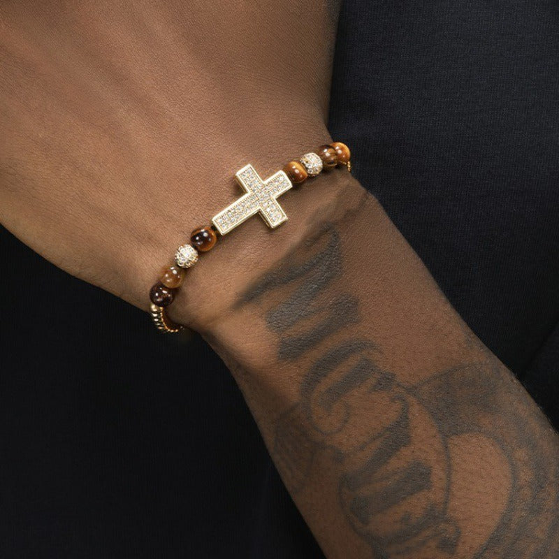 Zen Healing Titanium Steel Cross Design Power Bracelet Set