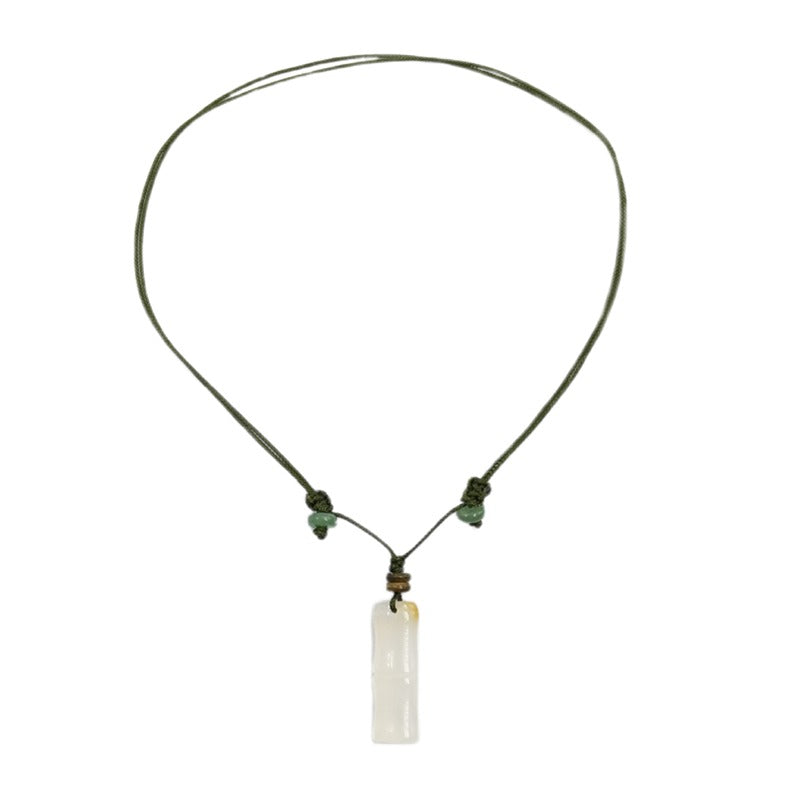 Zen Healing White Agate Bamboo Luck Calm Necklace