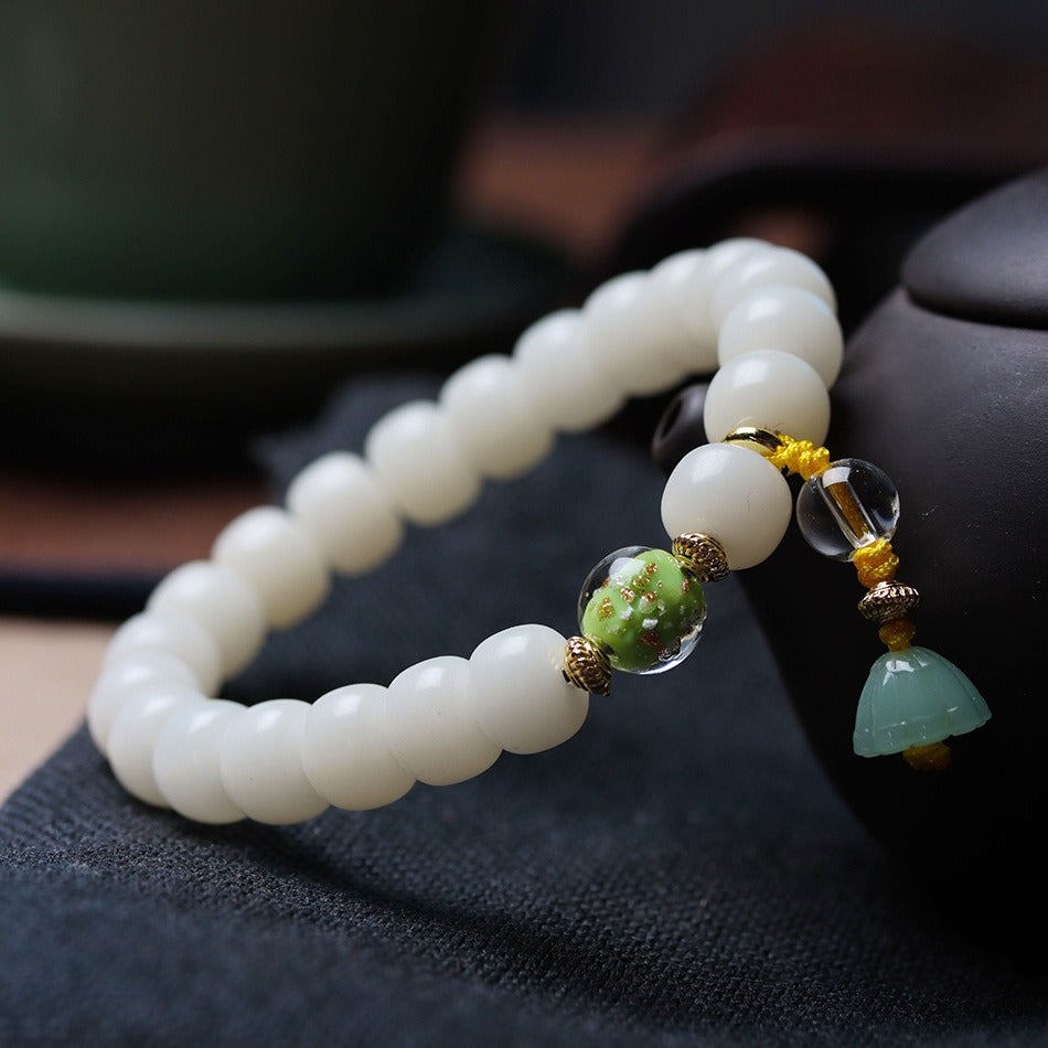 Zen Healing White Jade Bodhi Wisdom Bracelet