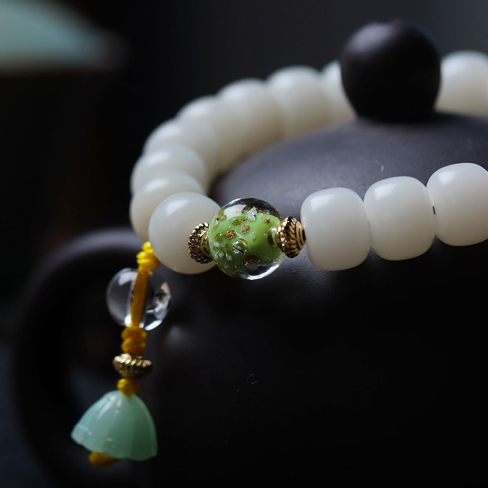 Zen Healing White Jade Bodhi Wisdom Bracelet