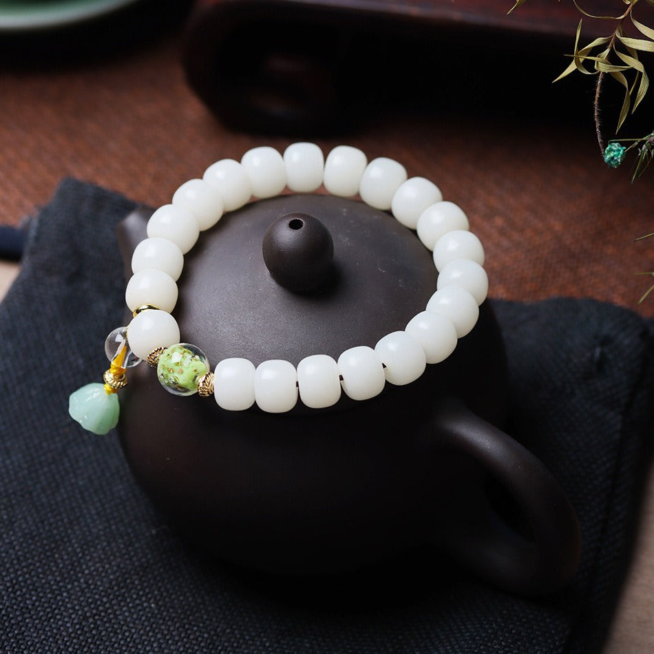 Zen Healing White Jade Bodhi Wisdom Bracelet