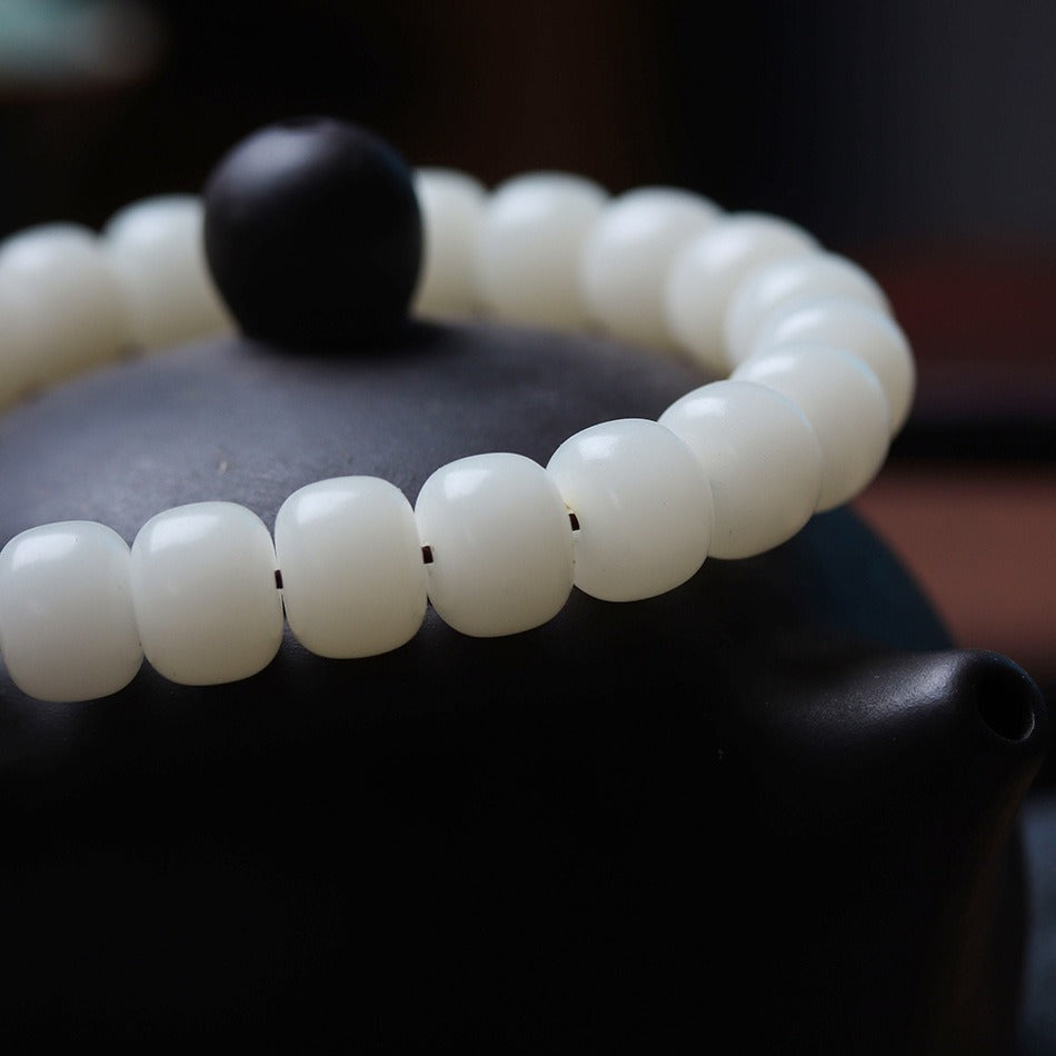 Zen Healing White Jade Bodhi Wisdom Bracelet