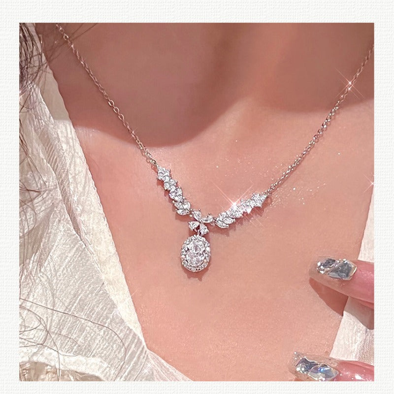 Zen Healing Zircon Silver Luxury Angel Wings Necklace
