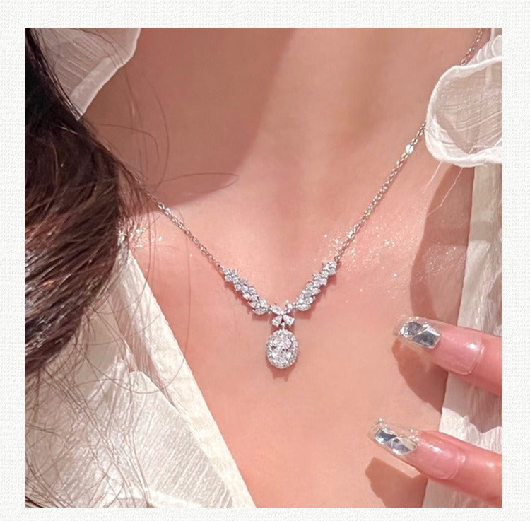 Zen Healing Zircon Silver Luxury Angel Wings Necklace