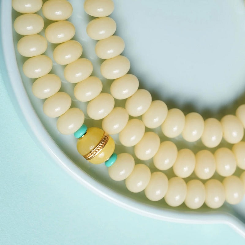 Zen Healing 108 Mala Beads Natural White Jade Bodhi Multi-turn Harmony Bracelet