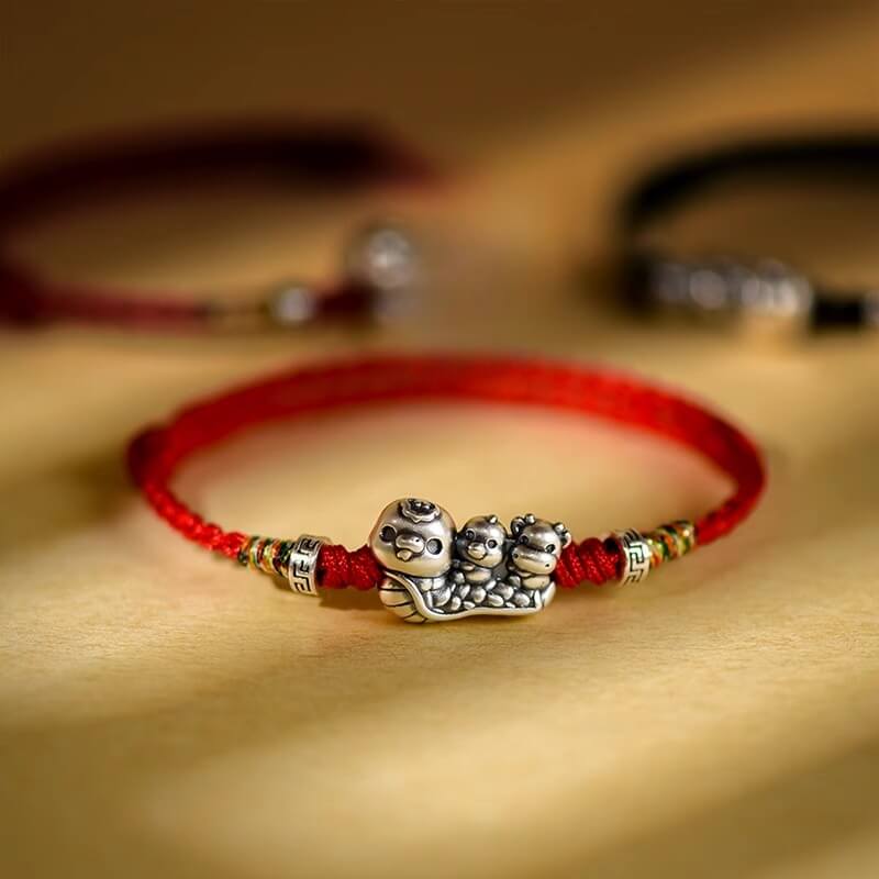 Zen Healing 2025 Chinese Zodiac 999 Sterling Silver Handmade Braided Blessing Bracelet
