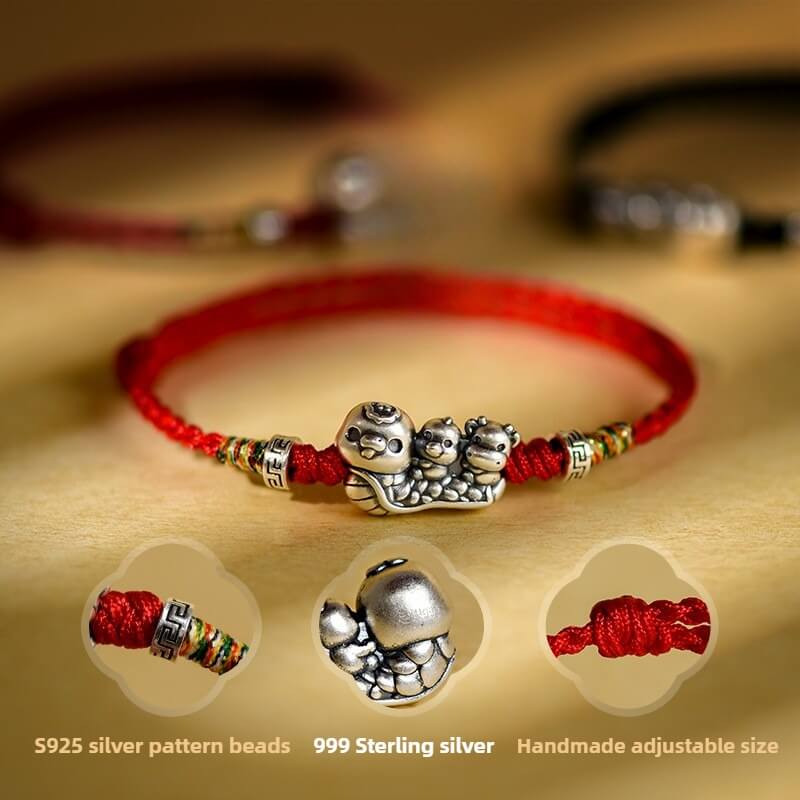 Zen Healing 2025 Chinese Zodiac 999 Sterling Silver Handmade Braided Blessing Bracelet