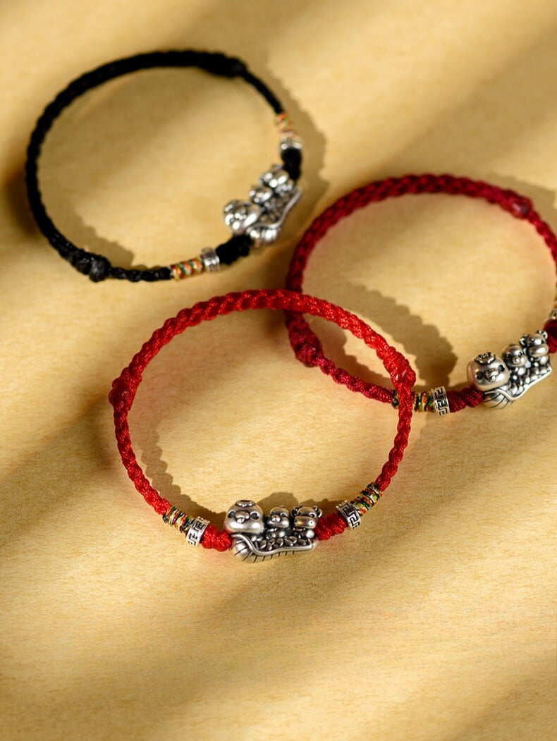 Zen Healing 2025 Chinese Zodiac 999 Sterling Silver Handmade Braided Blessing Bracelet