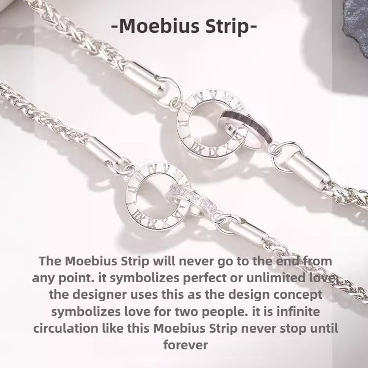 Zen Healing 925 Silver Moebius Strip Love Couple Bracelet
