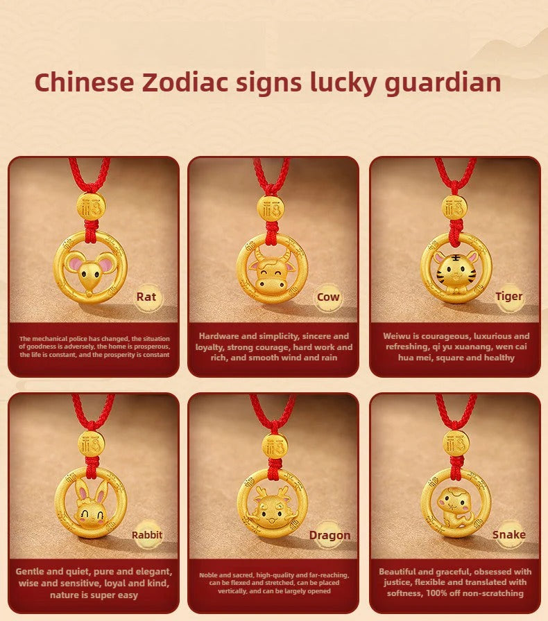 Zen Healing 925 Sterling Silver Chinese Zodiac Peace Pendant Necklace