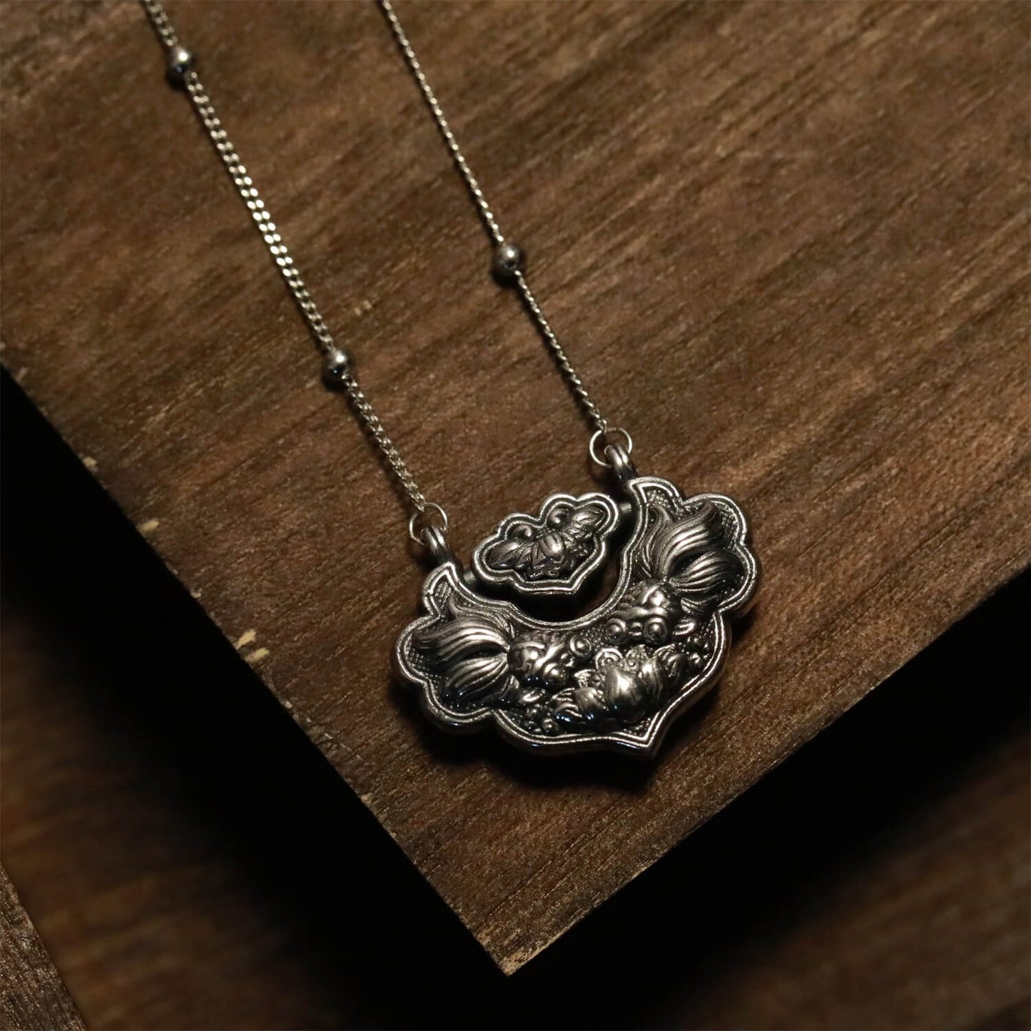 Zen Healing 925 Sterling Silver Koi Fish Safety Lock Pendant Necklace