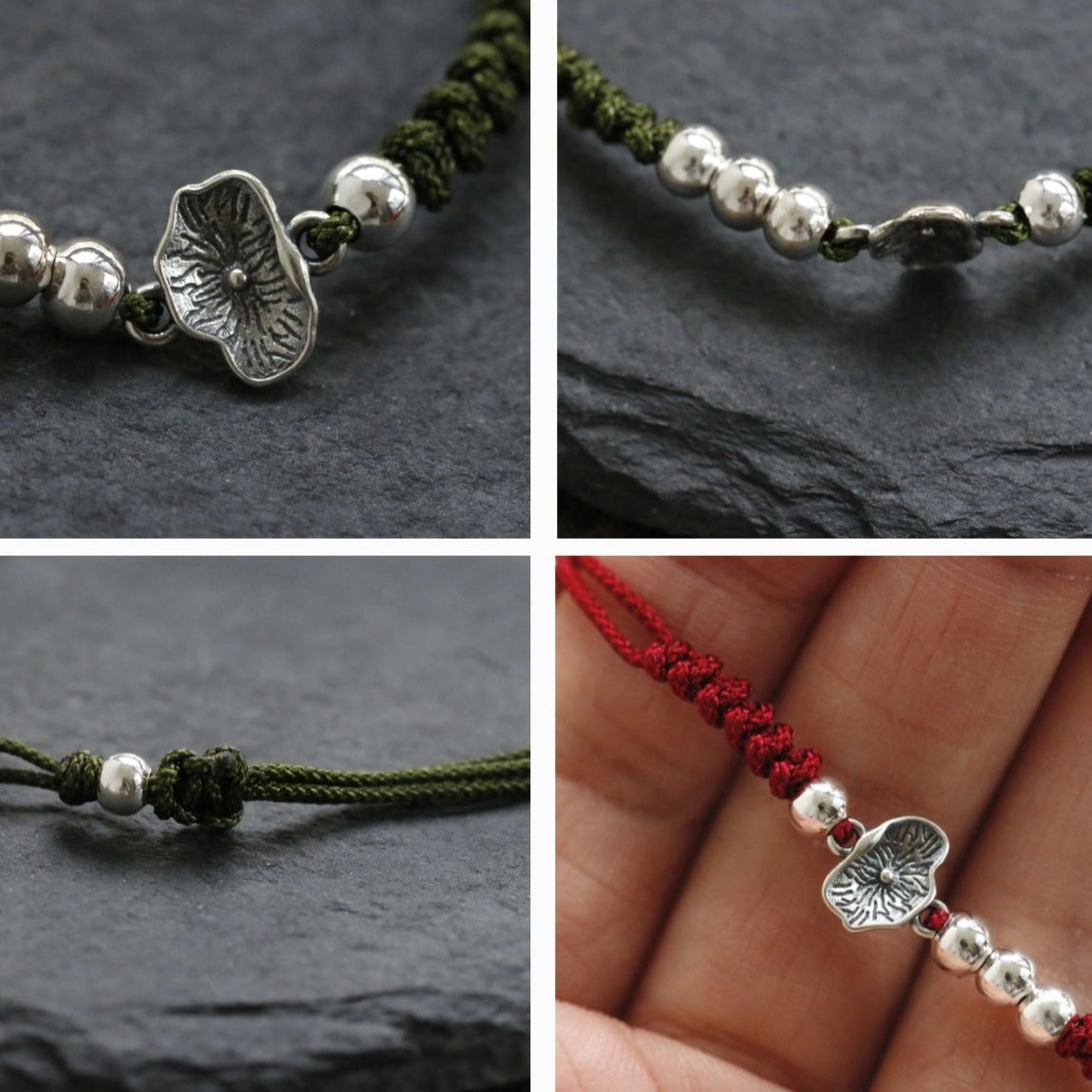 Zen Healing 925 Sterling Silver Lotus Luck Braided Bracelet